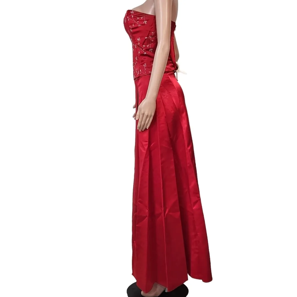 Jessica McClintock for Gunne Sax Vintage 90’s/Y2k Red Satin 2 Piece Corset Set - Image 7