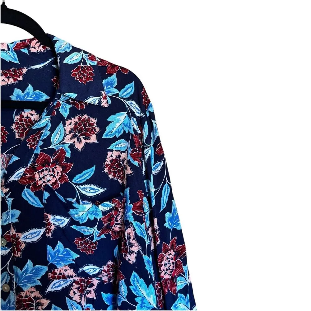 Ruby Rd Tunic Top Womens 2X Multi Floral Print Button Up Shark Bite Hem Blouse - Image 3