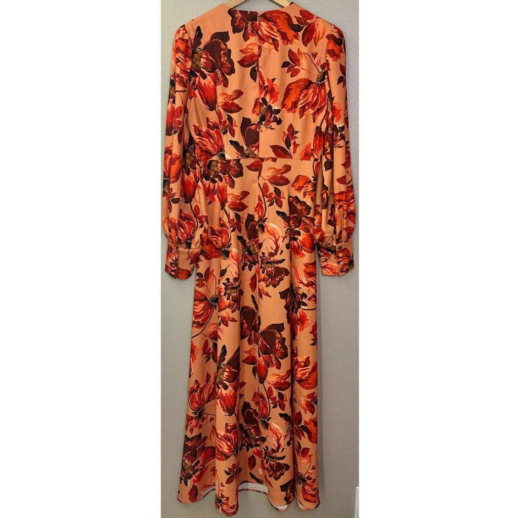 Alexia Admor Yesenia Fit and Flare Long Sleeve Orange Floral Maxi Dress - Image 8