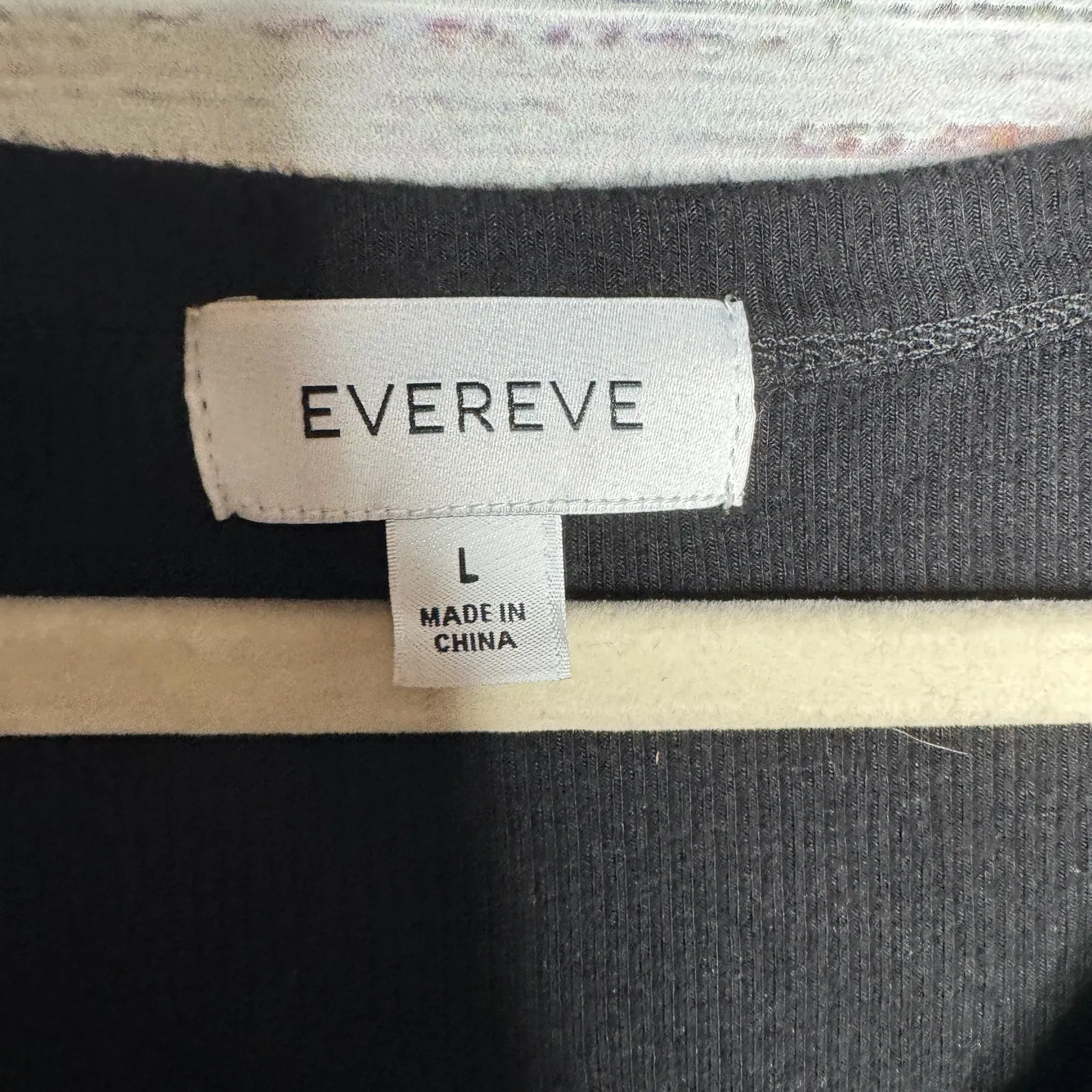 Evereve Black Ribbed Puff Sleeve Blouse Lg - Image 2