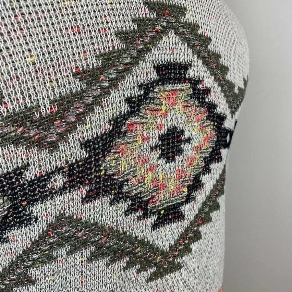 J. Jill Cardigan Sweater XS Knit Aztec Tribal Pattern Open Front Long Sleeve Orange - Image 4