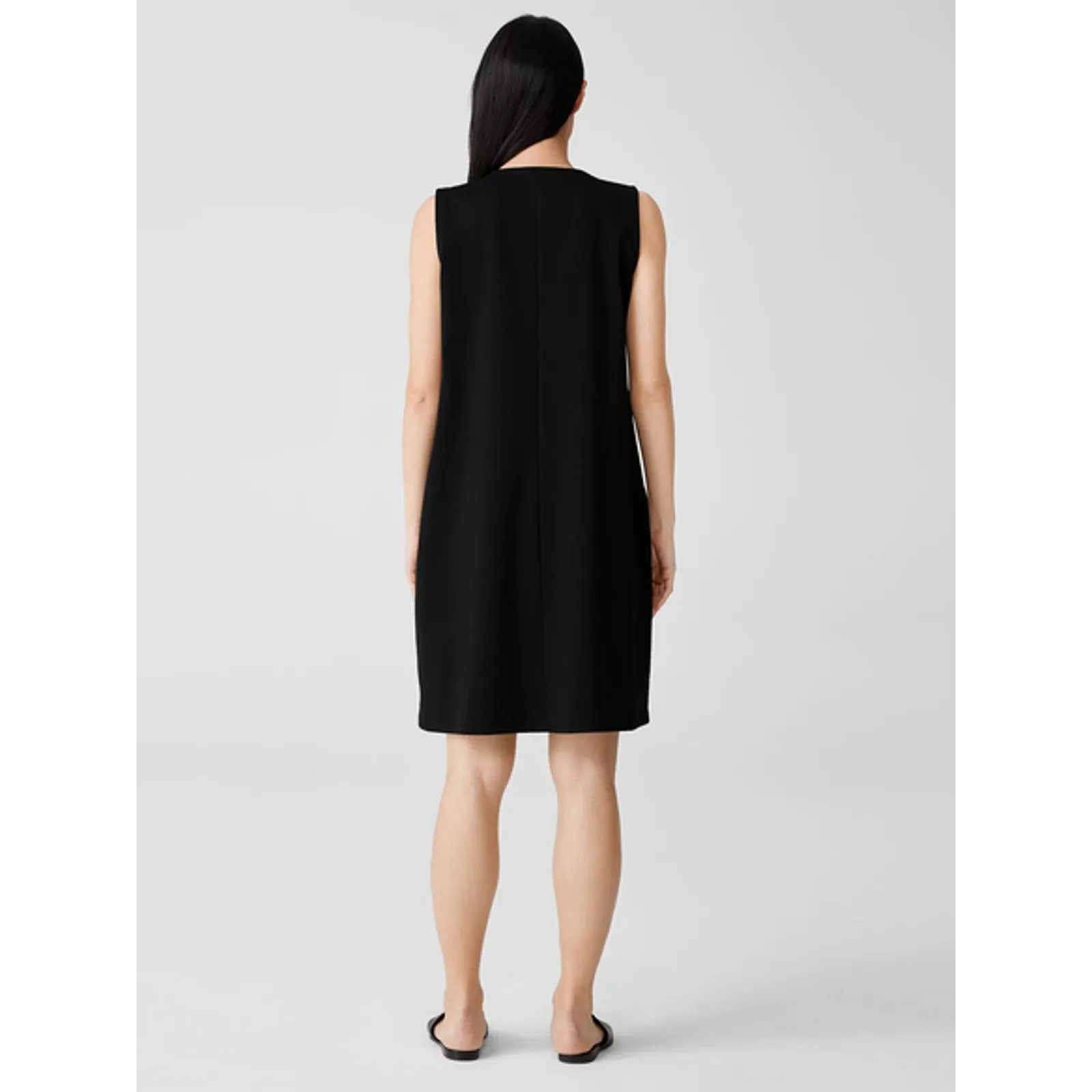Eileen‎ Fisher Split-Neck Zip-Front Ponte Dress Size Small - Image 6