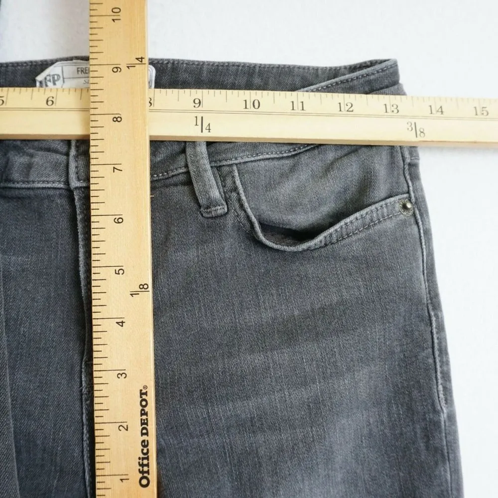Free People Womens Mid Rise Raw Hem Crop Jeans Size 26 Grey Stretch Denim - Image 7