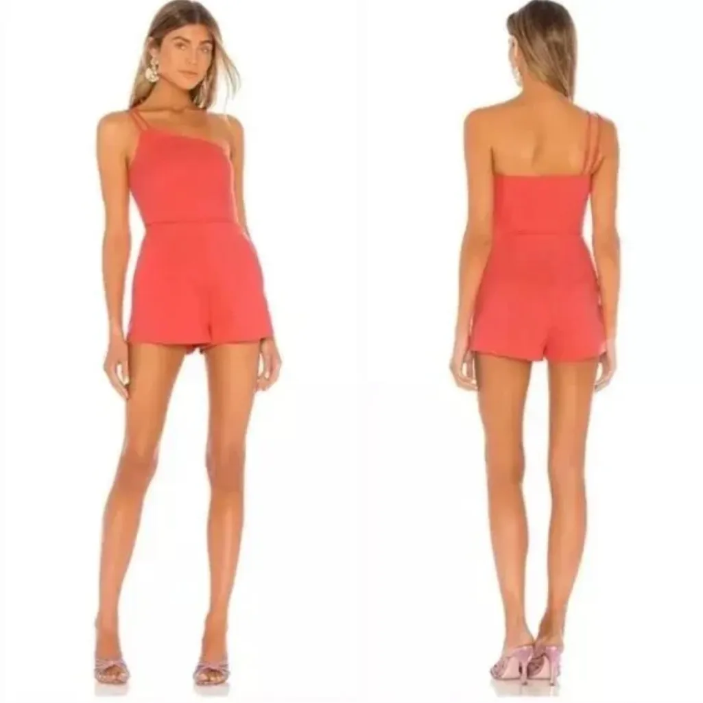 Superdown Revolve Ramona Double Strap One Shoulder Romper in Pink Size Small - Image 2