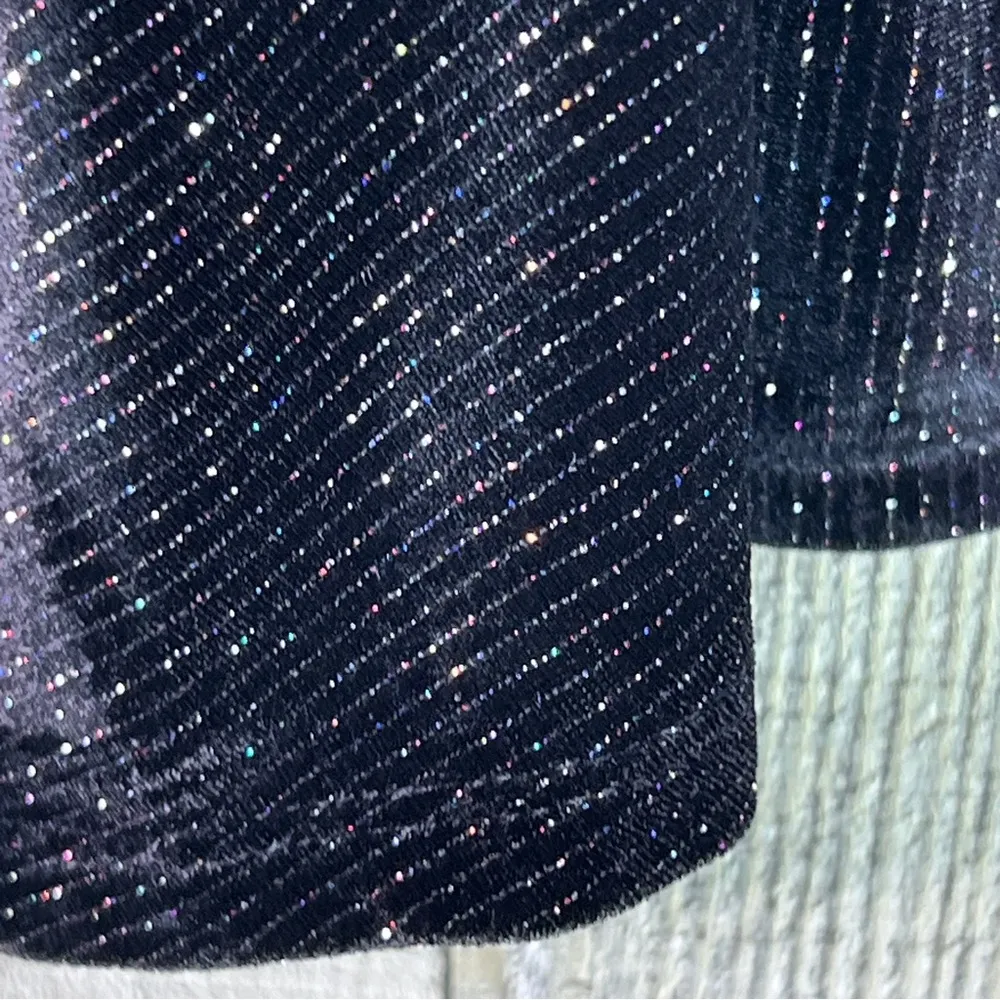 Trixxi Clothing Company Med Black Glitter Long Sleeve V-Neck Sheath Party Dress - Image 5