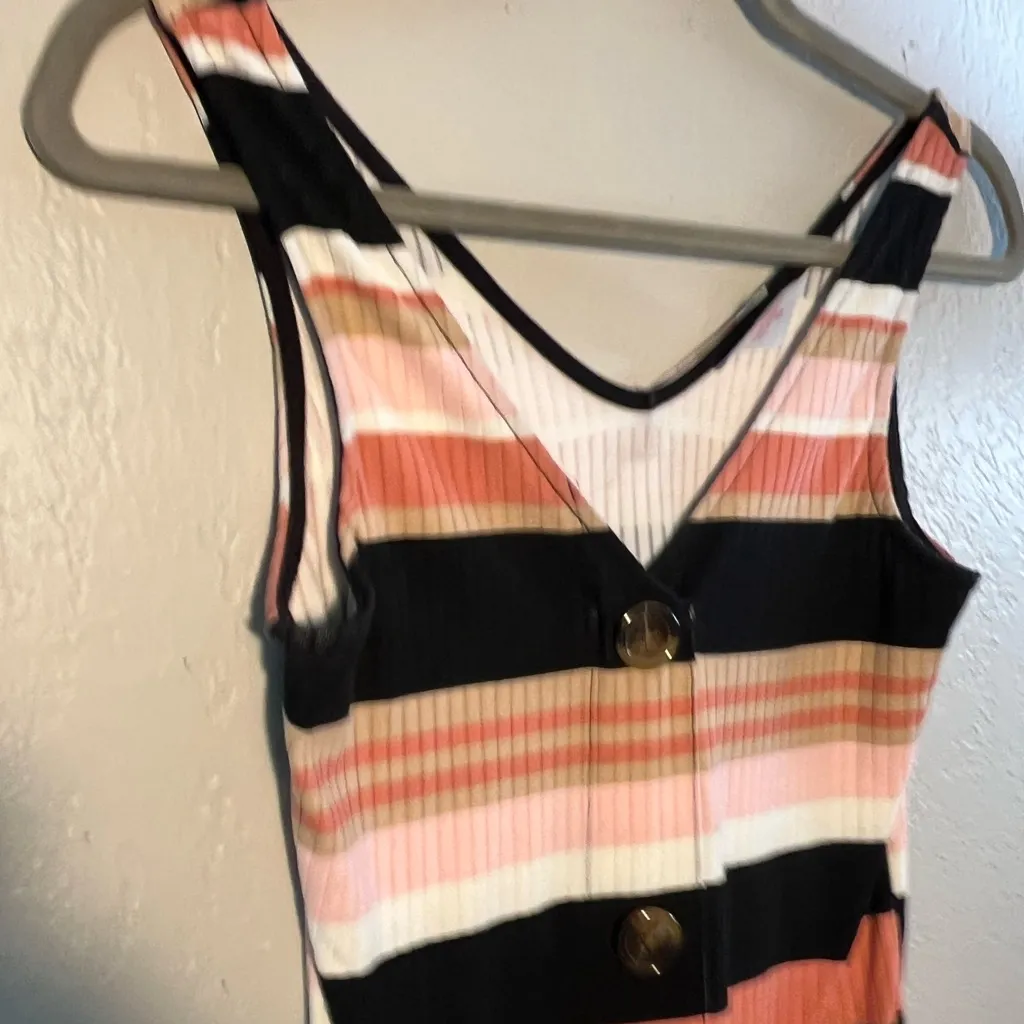 No Boundaries Multicolor Buttoned Sheath Midi Dress SZ S Striped Sleeveless - Image 6