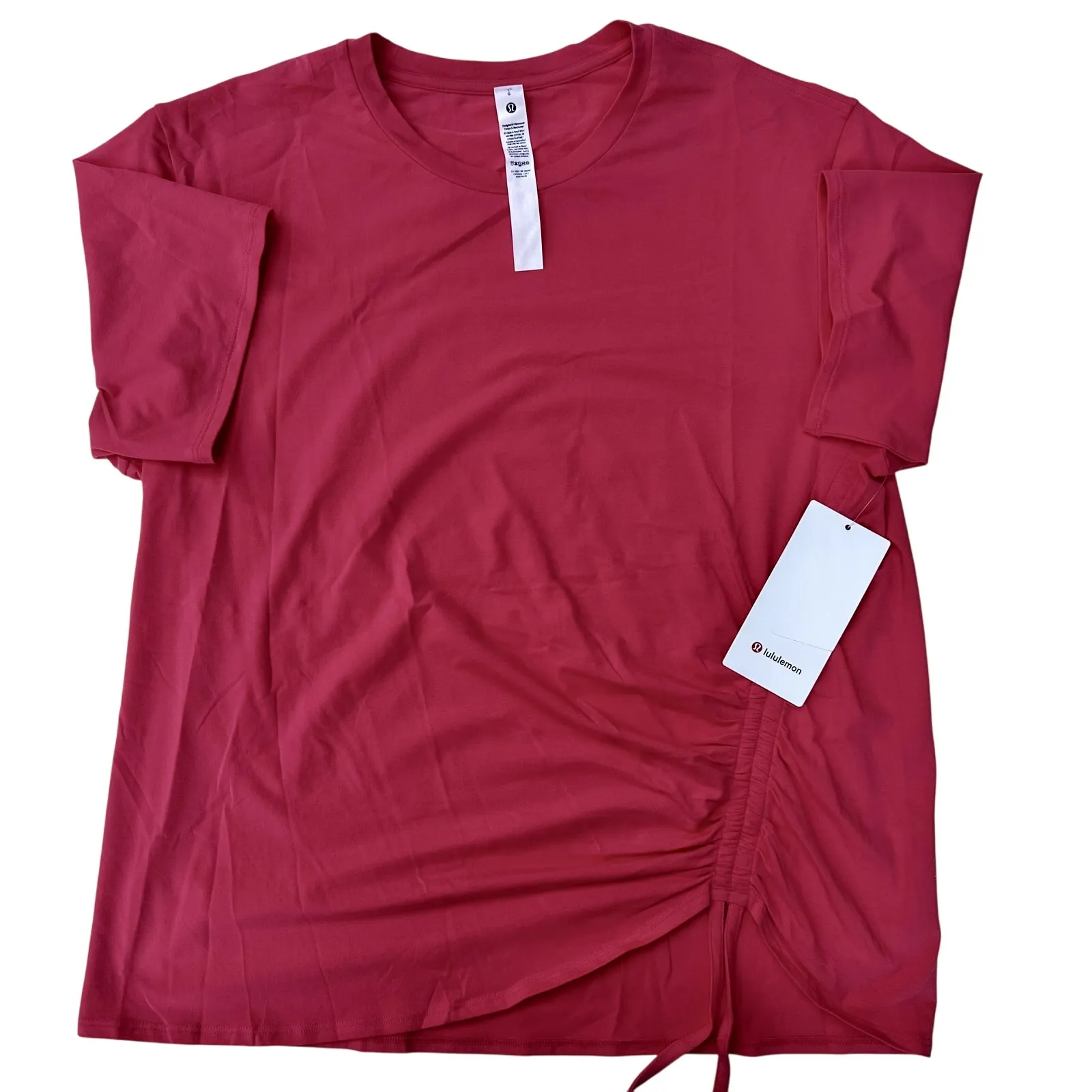 Lululemon Side-Cinch Cotton T-Shirt Glaze Pink NEW Size Large - Image 2