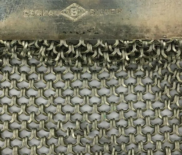 Antique Signed German Silver Mesh Purse Bag Ornate Frame Dangles NB Co Flapper - Image 5