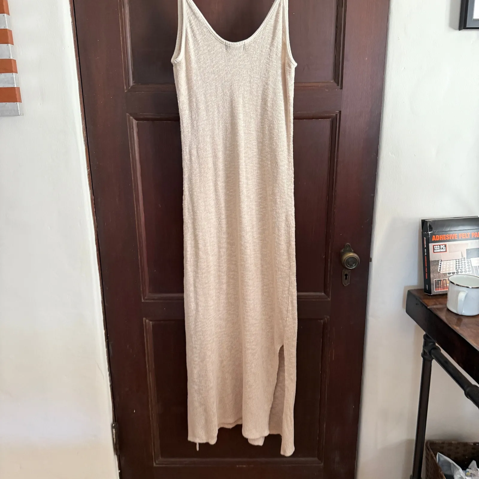 MAJORELLE | Cream / Natural Cotton Blend Knit Scoop Neck Midi Sun Dress | Small - Image 5