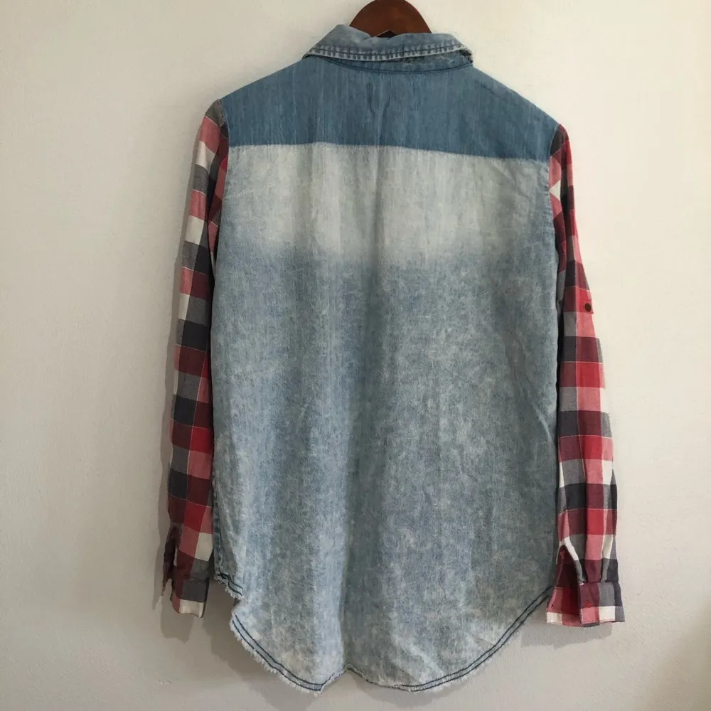 White Crow plaid and chambray shirt - Image 2