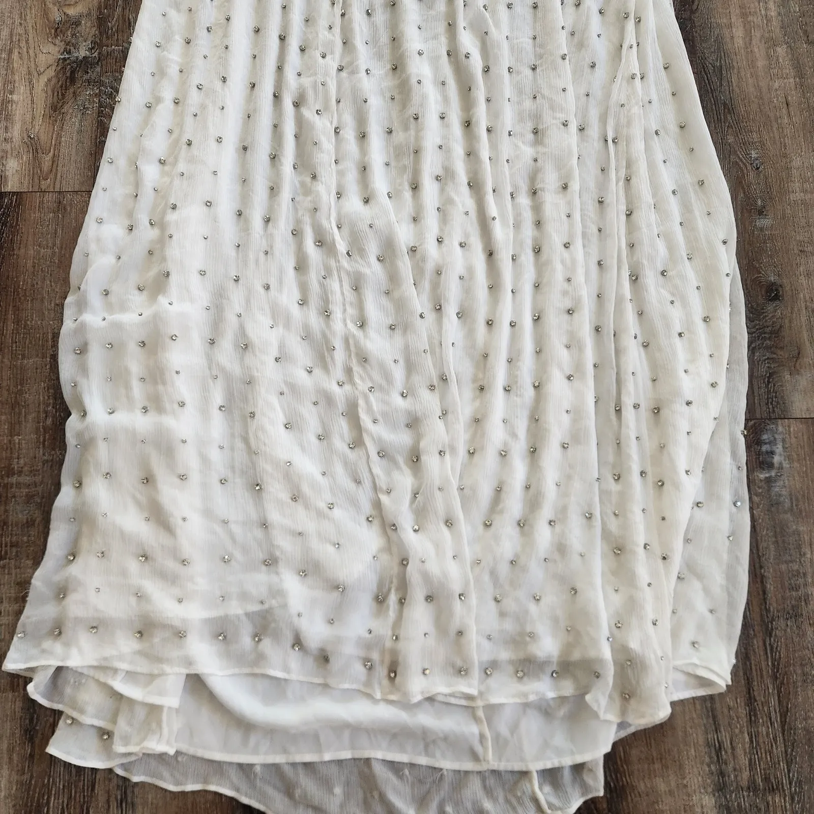 Retrofete Zadie Embellished Silk Chiffon Dress Sleeveless White Large NWT Maxi - Image 6