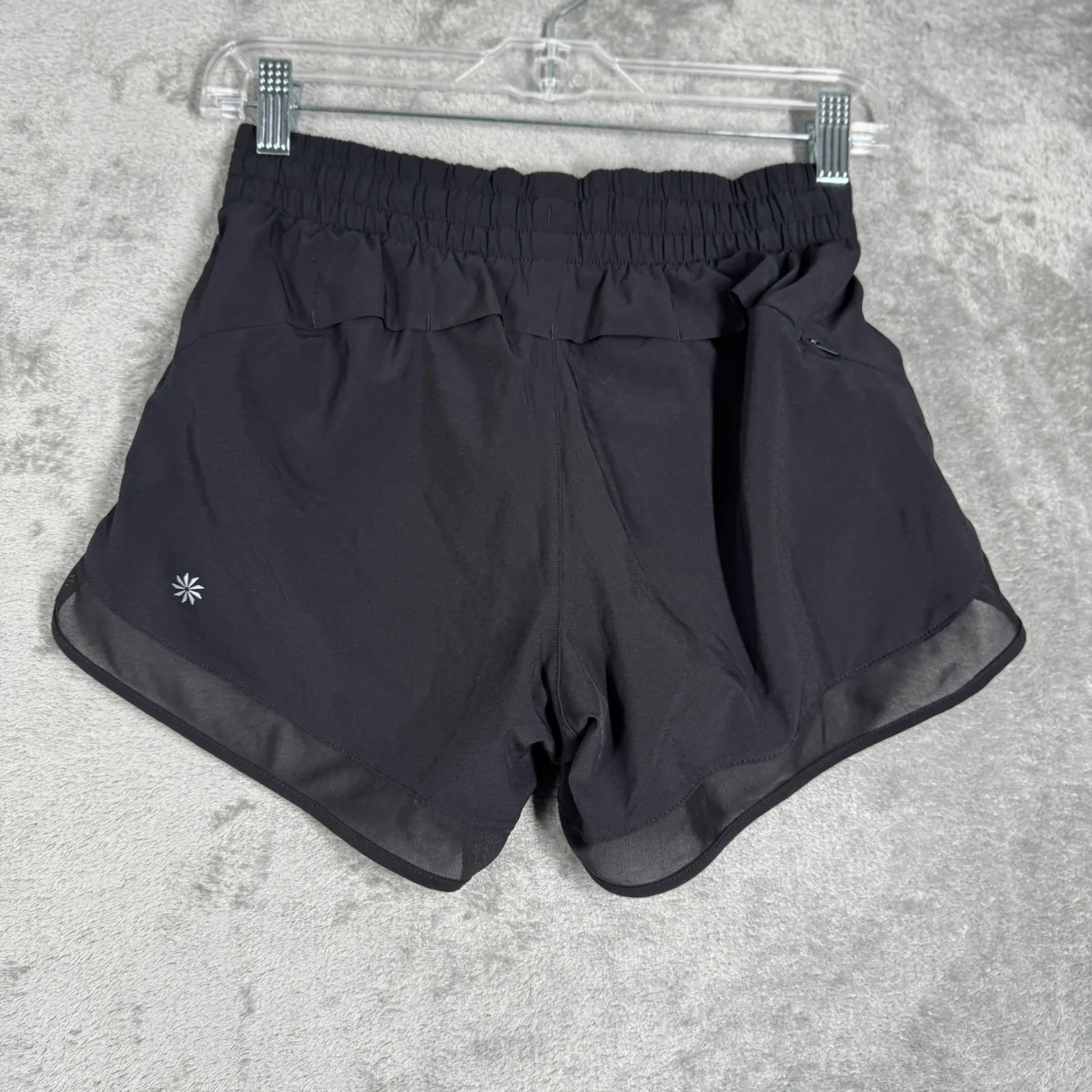 Athleta Mesh Racer Run‎ Shorts Women XXS Black 4 Inch Athleisure Running Minimal - Image 3