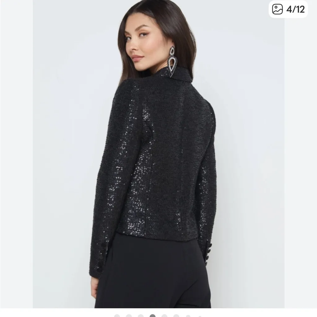 L'AGENCE Scarlet Sequined Cropped Blazer size 6 - Image 4