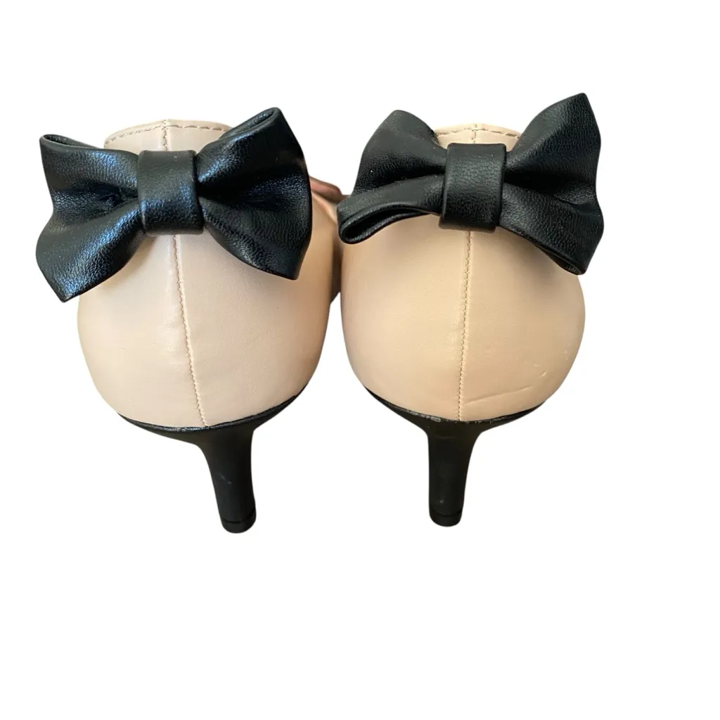 I Heart Beige Tan Chihuahua Kitten Heels Bow Back Faux Leather size 9 Puppy Dog - Image 5