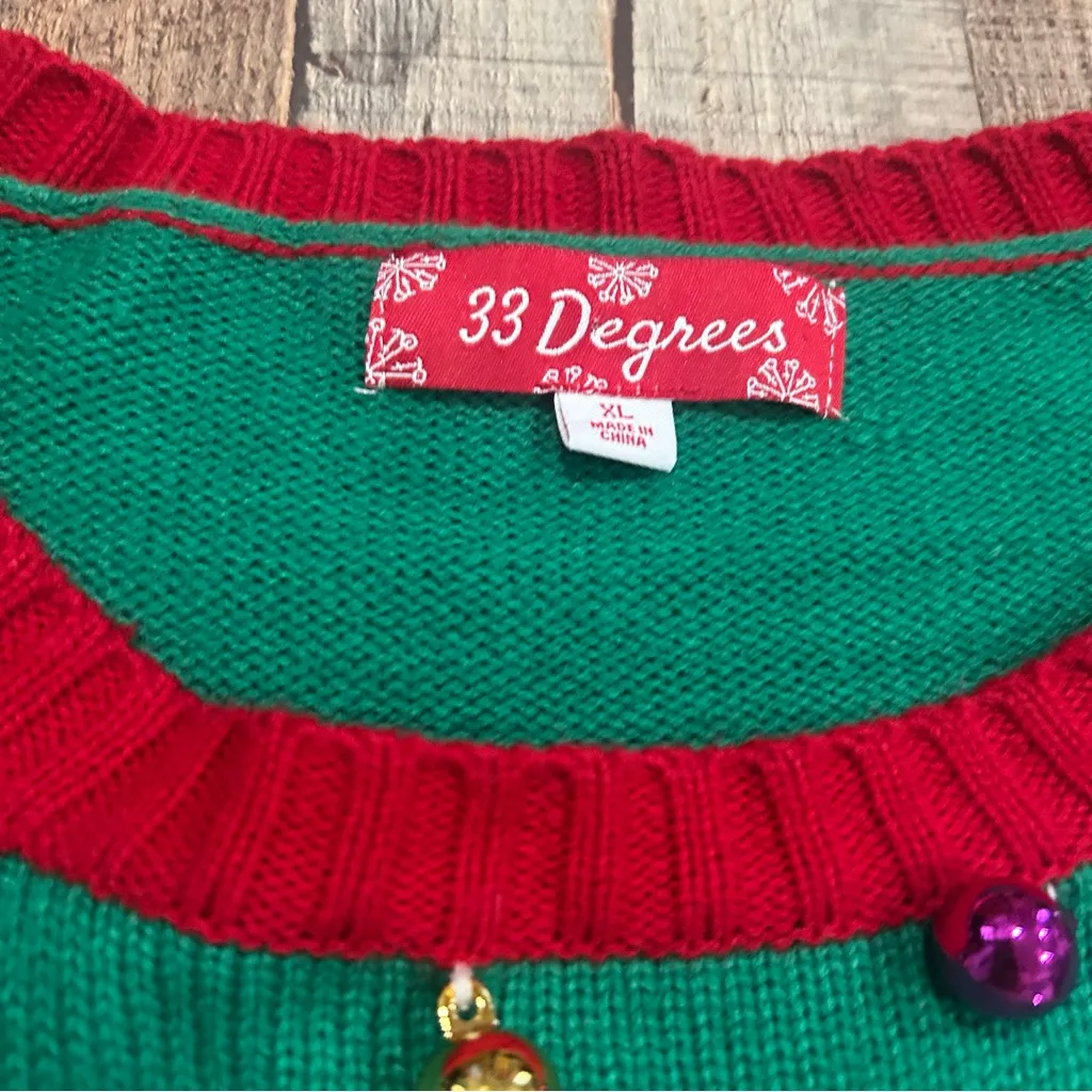 Ugly Christmas Sweater Cat Bling It On Green Lights Pom Pom XL Funny Holiday Red - Image 7