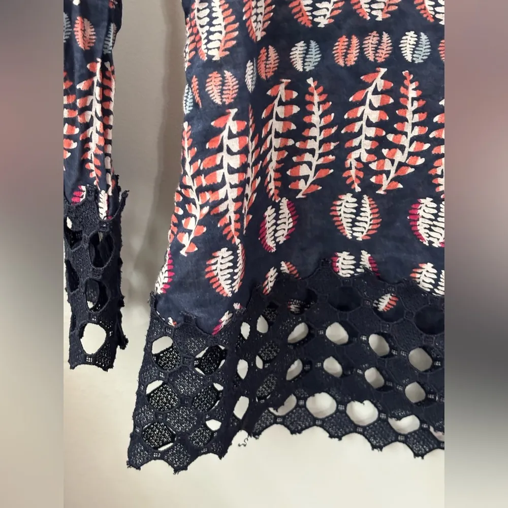 Tory Burch Navy Fern Long Sleeve Blouse V neck Business Casual Size 0 - Image 6