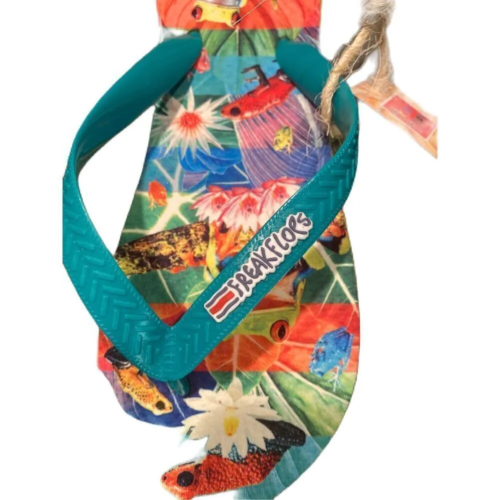 #138 FREAK FLOPS Tropical Flip Flops Yellow Size 8 - Image 3