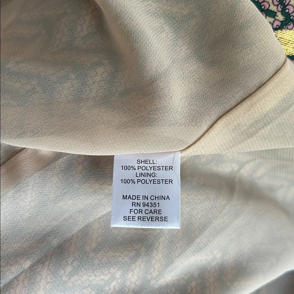 Jade Green/Gold/Lavender Geometric Patterned Blouse sz S Gold - Image 7