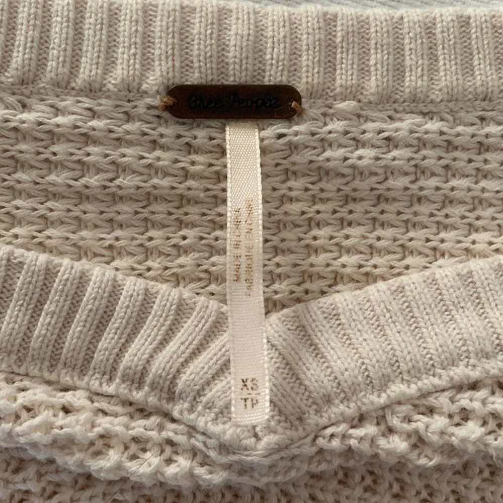 Free people womens xs oversized cold shoulder waffle knit top shirt long sleeve - Image 4