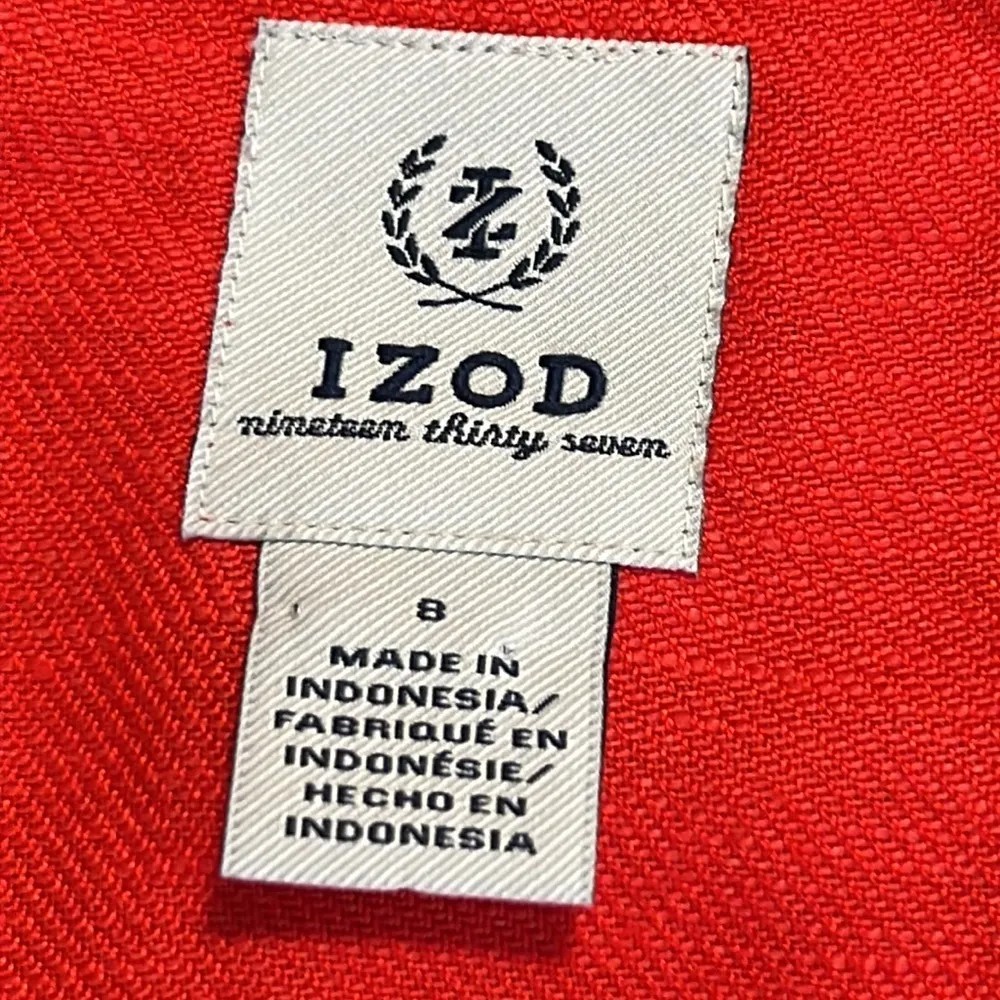 IZOD sz 8 sleeveless coral dress v-neck linen blend zip side embroidered floral - Image 5