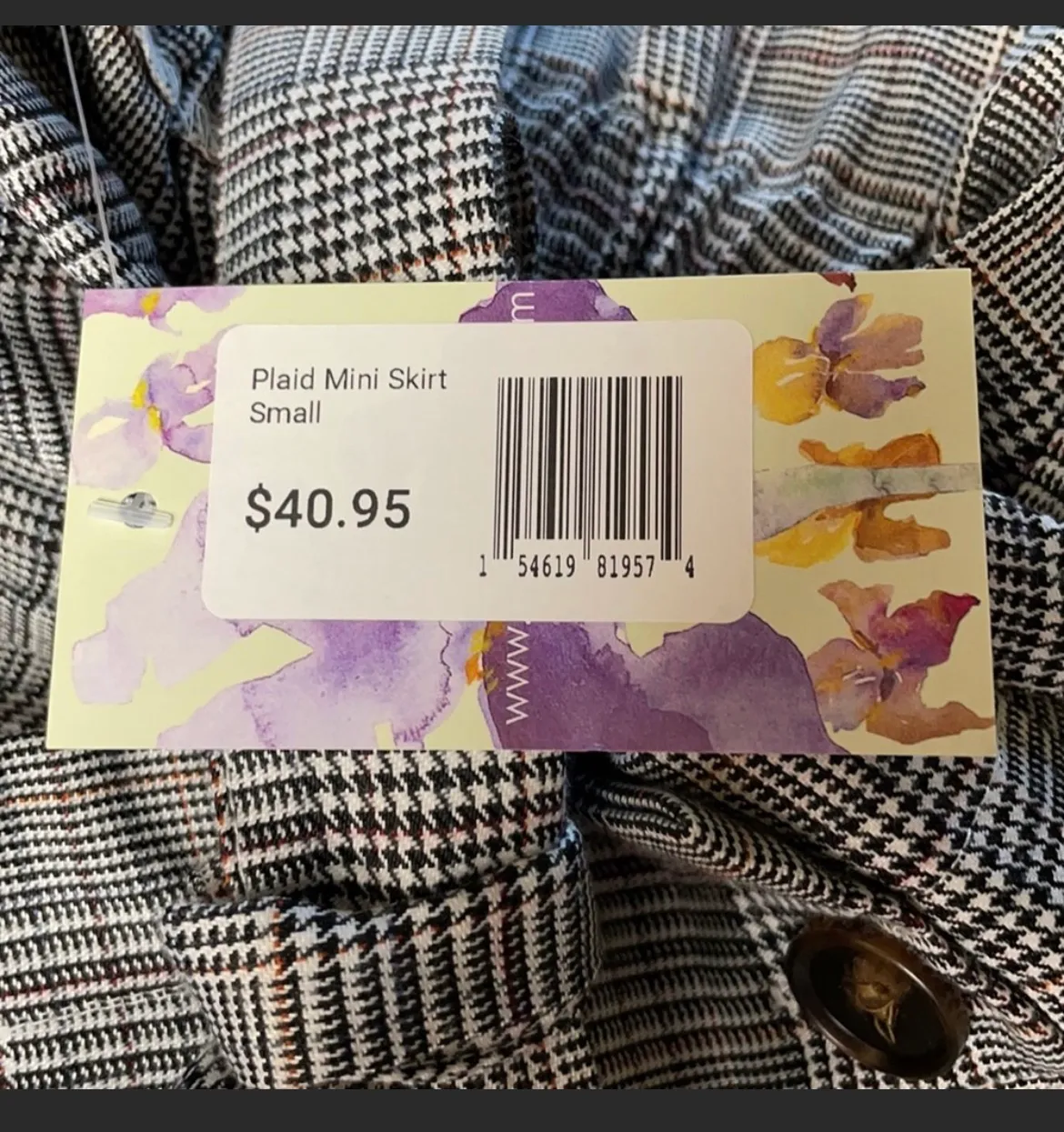 High Waist Plaid Mini Skirt Gray - Image 2