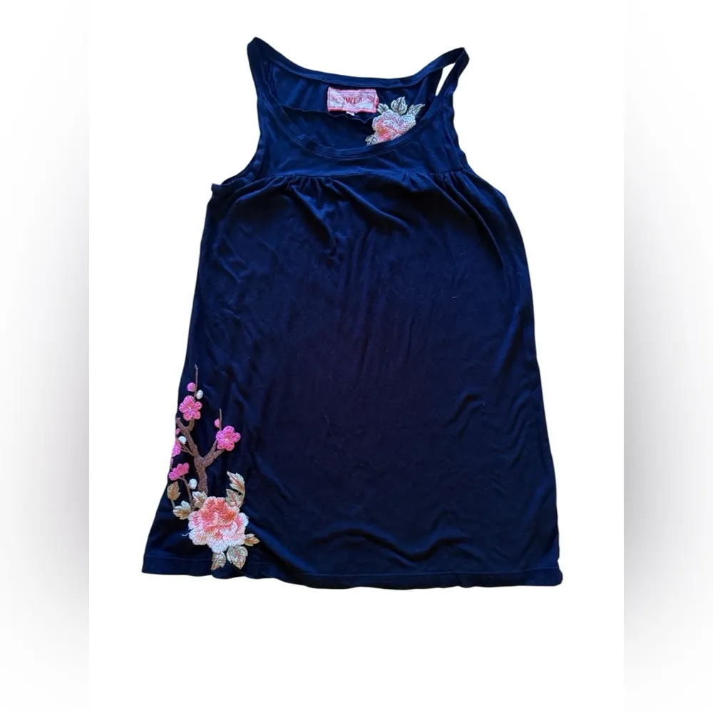 JWLA Johnny Was Elegant Blue Sleeveless Top with Floral Embroidery size M Size M - Image 15