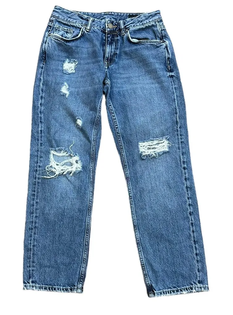 Women's AllSaints Alana Boy Jeans Medium Wash Distressed Size 24 - Image 1