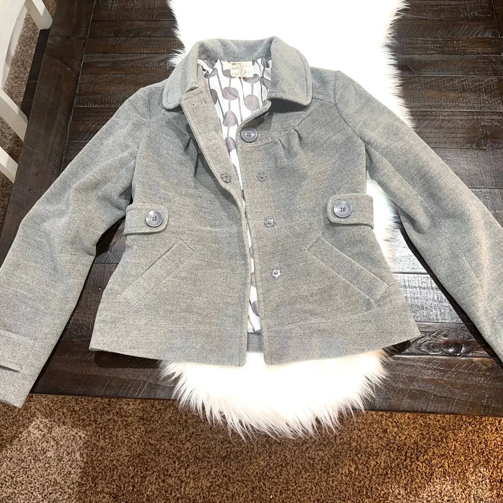 Vintage Tulle by Anthropology Gray Women's Blazer sz medium - Image 4