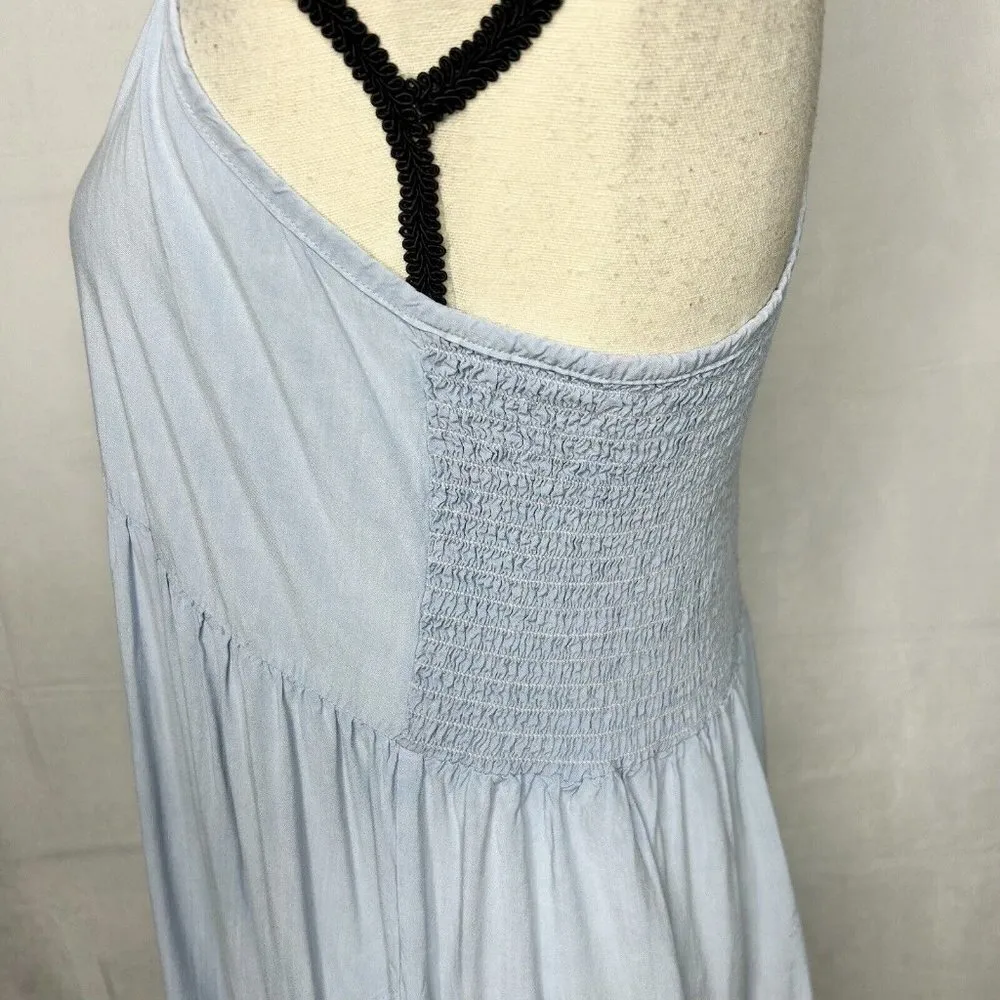 Anthropologie Saturday Sunday Blue Chambray Racer Back Smocked Dress Size XS - Image 7
