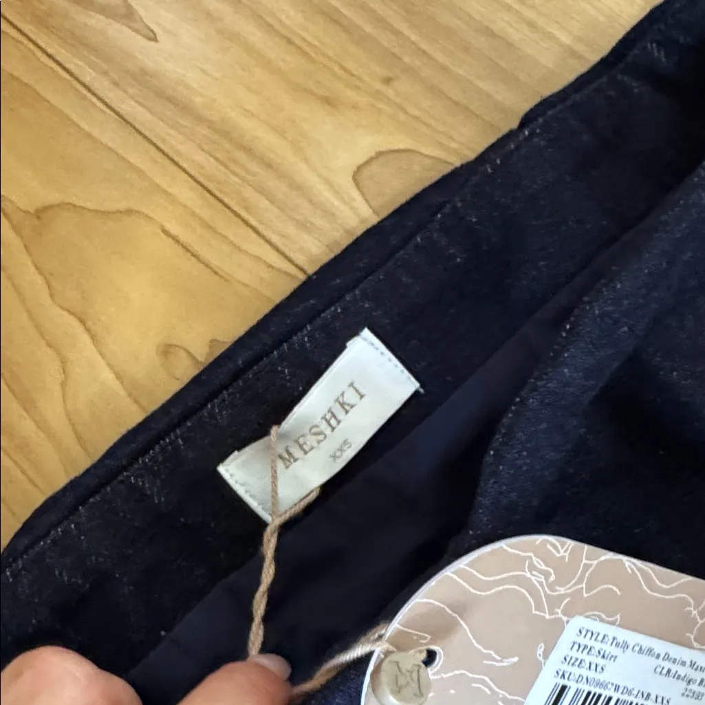 NWT MESHK TULLY CHIFFON DENIM MAXI SKIRT - Image 5