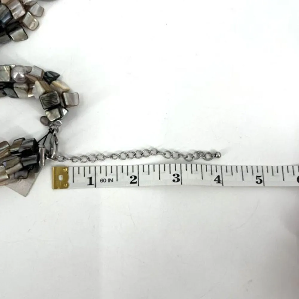 NWT Chico's Pewter Tone Abalone Amulet Bibb Necklace Abalone Stunning‎ - Image 5