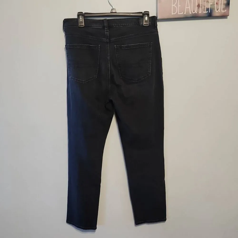 American Eagle Size 8 Black Destroyed Strigid Denim Mom Jeans - Image 3
