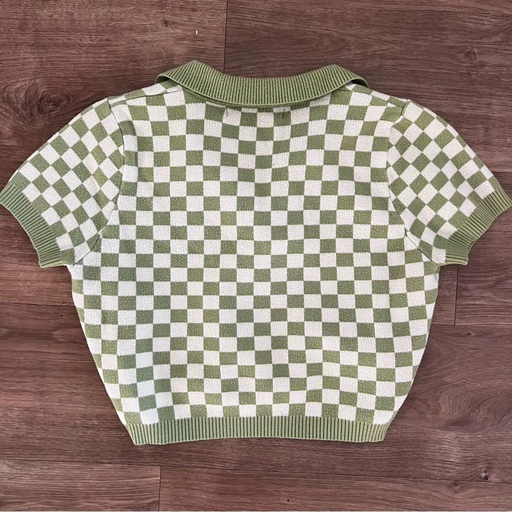 Hesperus  Green and White Check Collar Blouse - Image 2