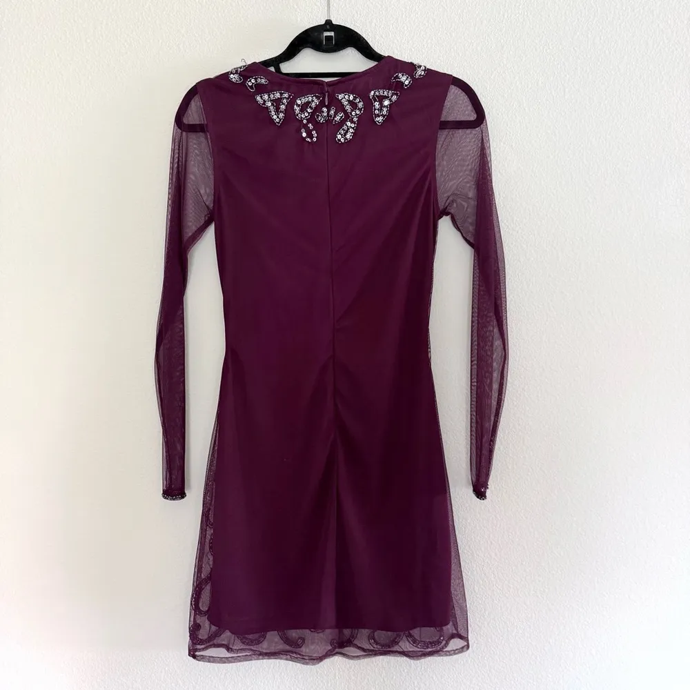 Beaded Sequins Long Sleeve Dress - Image 3