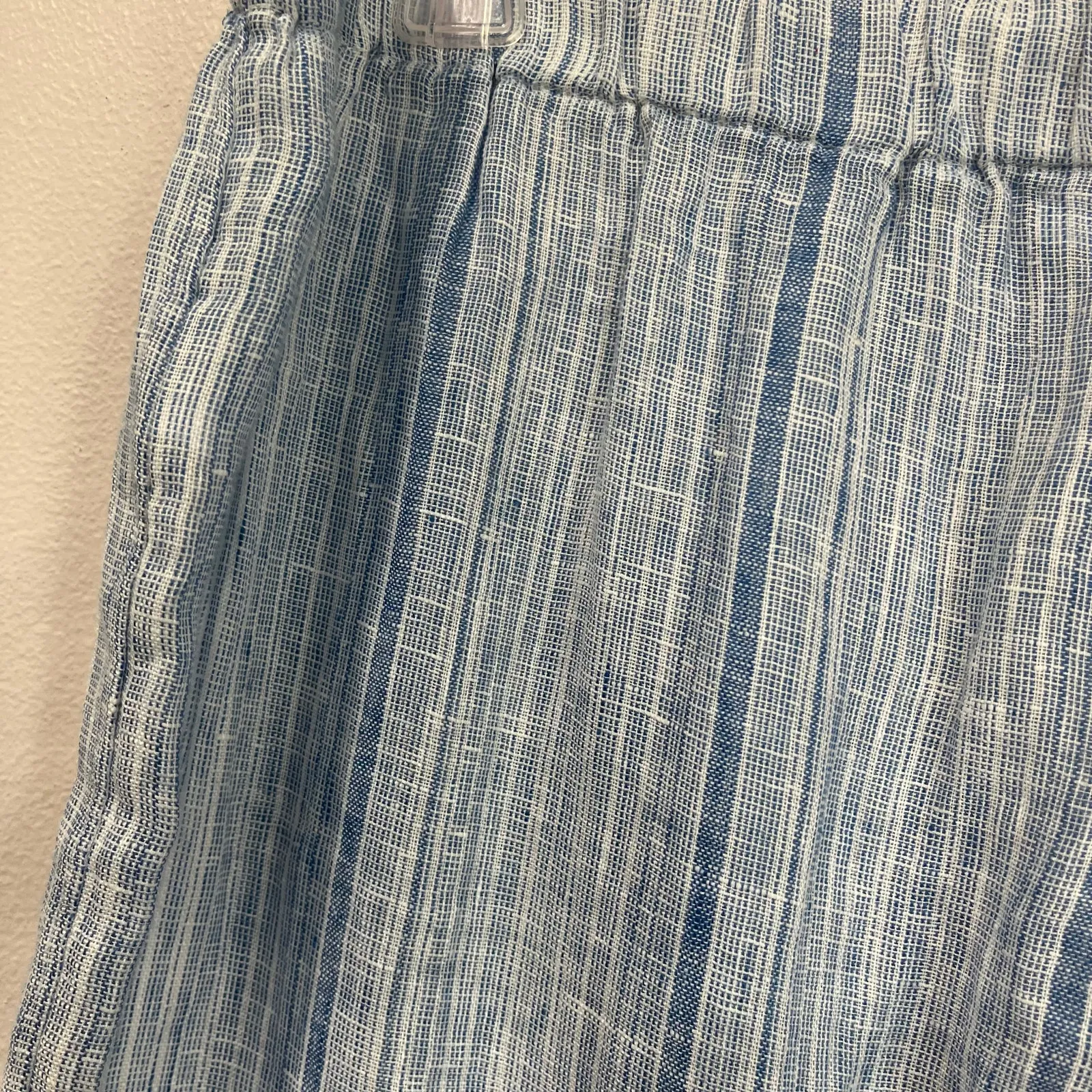 Sigrid Olsen 100% Linen Striped Tassel Pants Large Coastal Resort Beach Boho Fit - Image 6