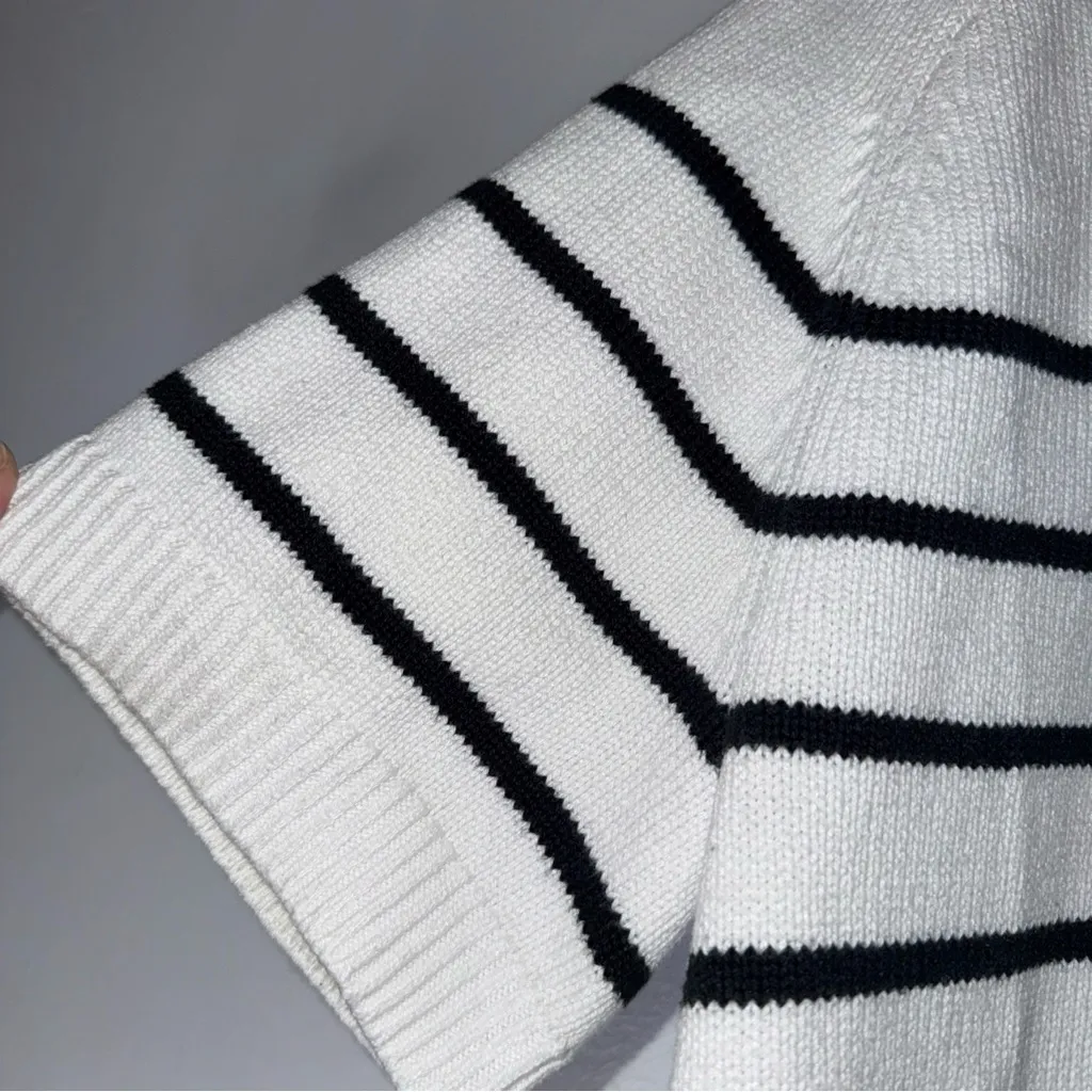 Abercrombie Fitch Madeline Stripe Short Sleeve Cotton Crew Neck Sweater XL - Image 4