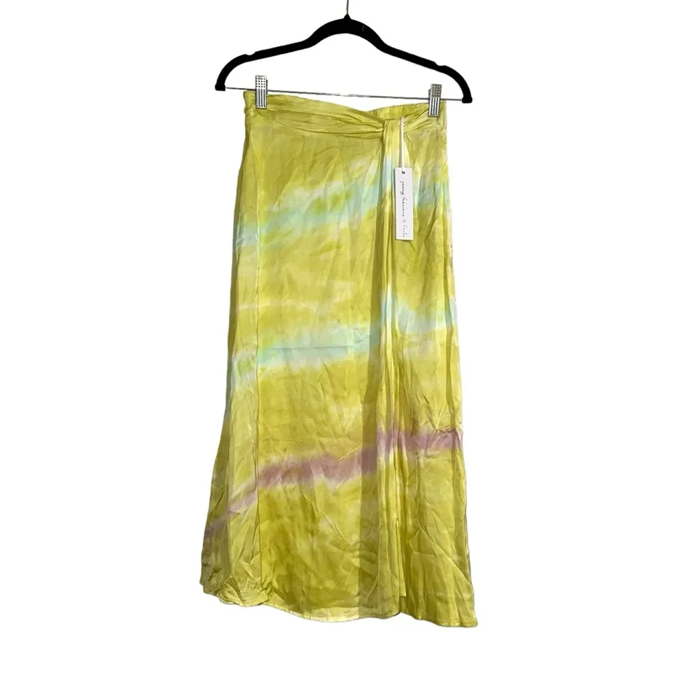 NWT Young Fabulous & Broke Savanna Yellow Satin Midi Skirt XS - Image 2