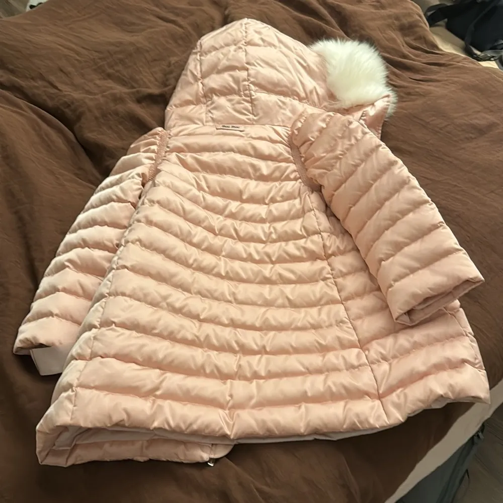 Miu miu A line oversized fur trim pink down puffer jacket - Image 12