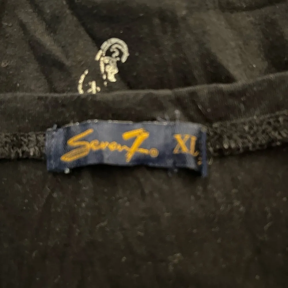 Seven7 gothic tunic top in black with silver screen print. Y2K. - Image 6