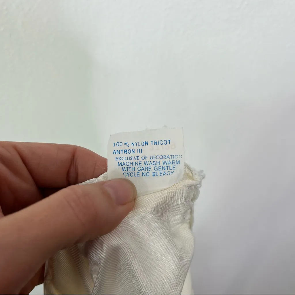 Vintage‎ Lace Trim Silky Slip Skirt Ivory S - Image 6