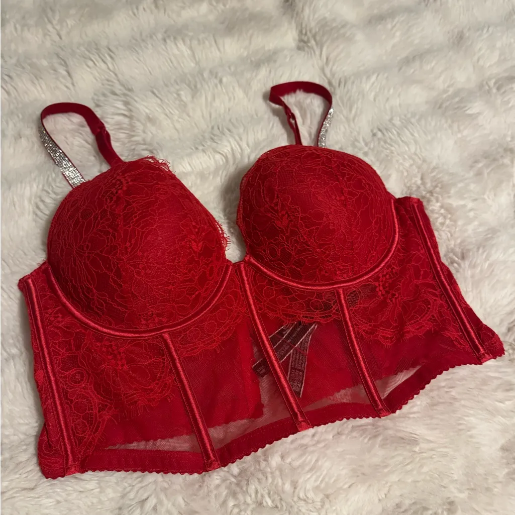 Victoria's Secret Red Lace Bustier - Image 5
