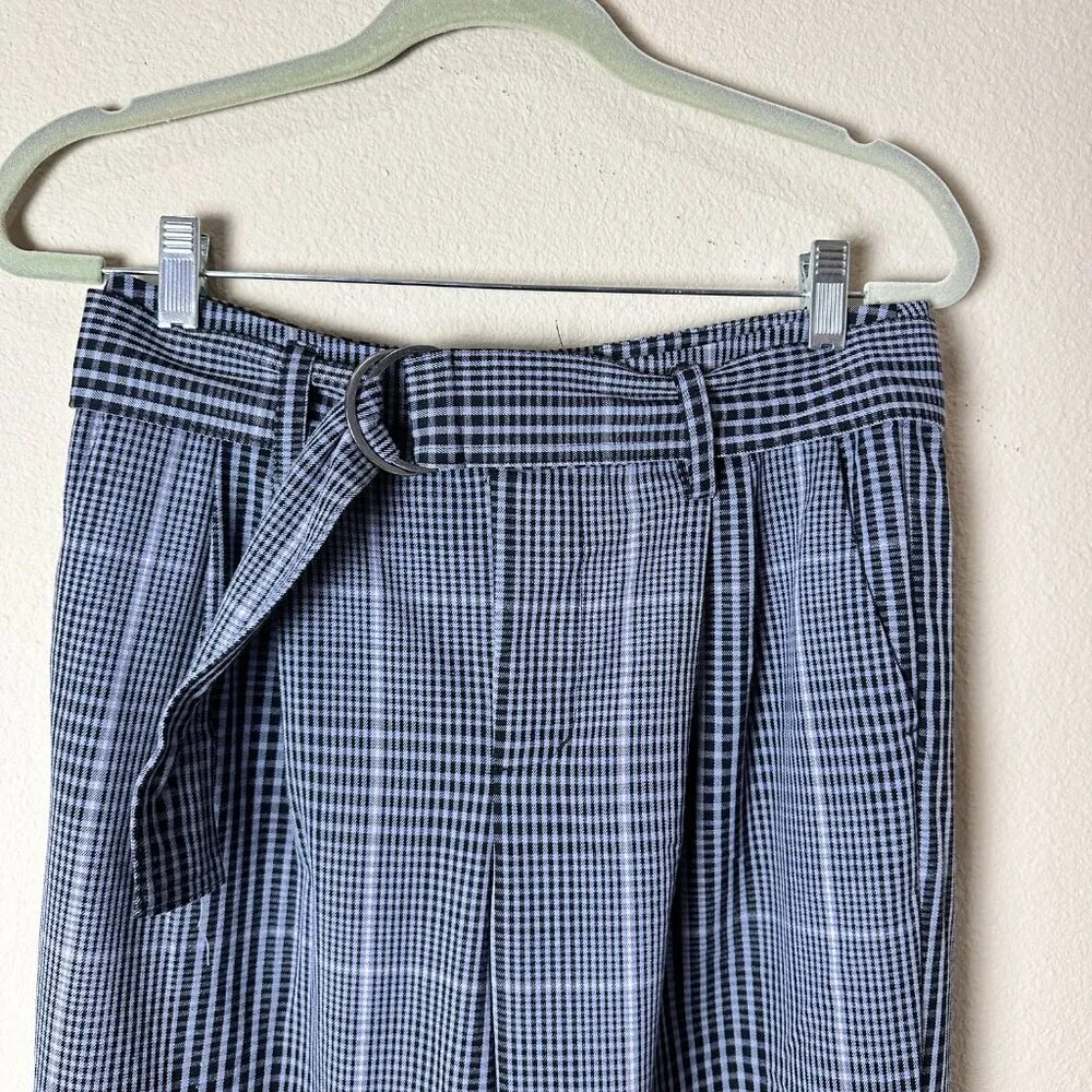 A NEW DAY Stretch Plaid Trousers Dress Pants Wide Legs Size 2 Self belt - Image 3