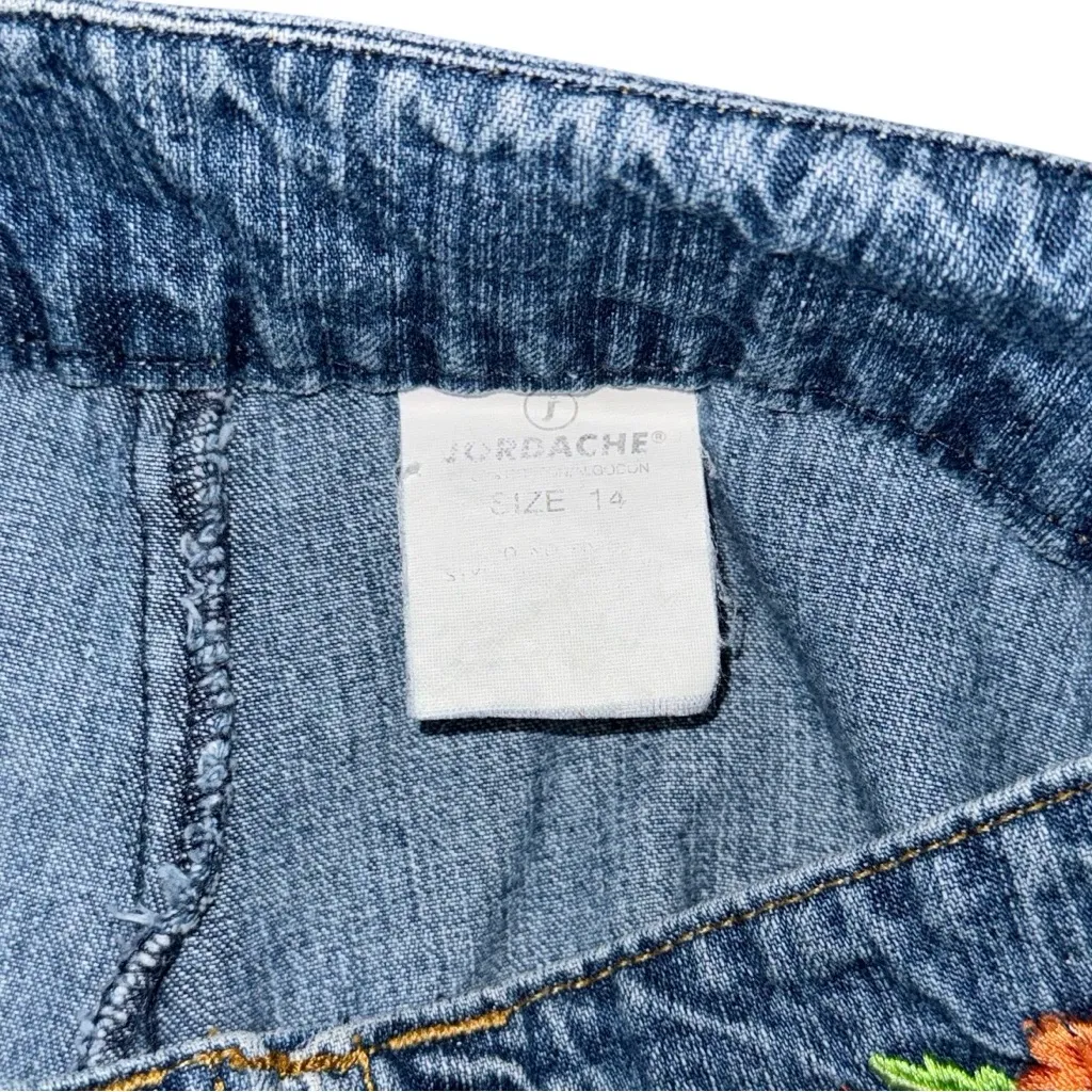 VTG Jordache Floral Embroidered Lace-Up Cutoff Denim Shorts Sz 28 Y2K Bareback - Image 6