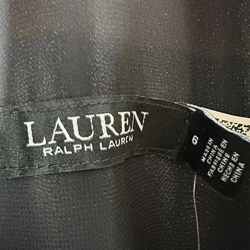 Lauren Ralph Lauren Satin Pleated Long Minimalist Gown Size US 6 Black - Image 4