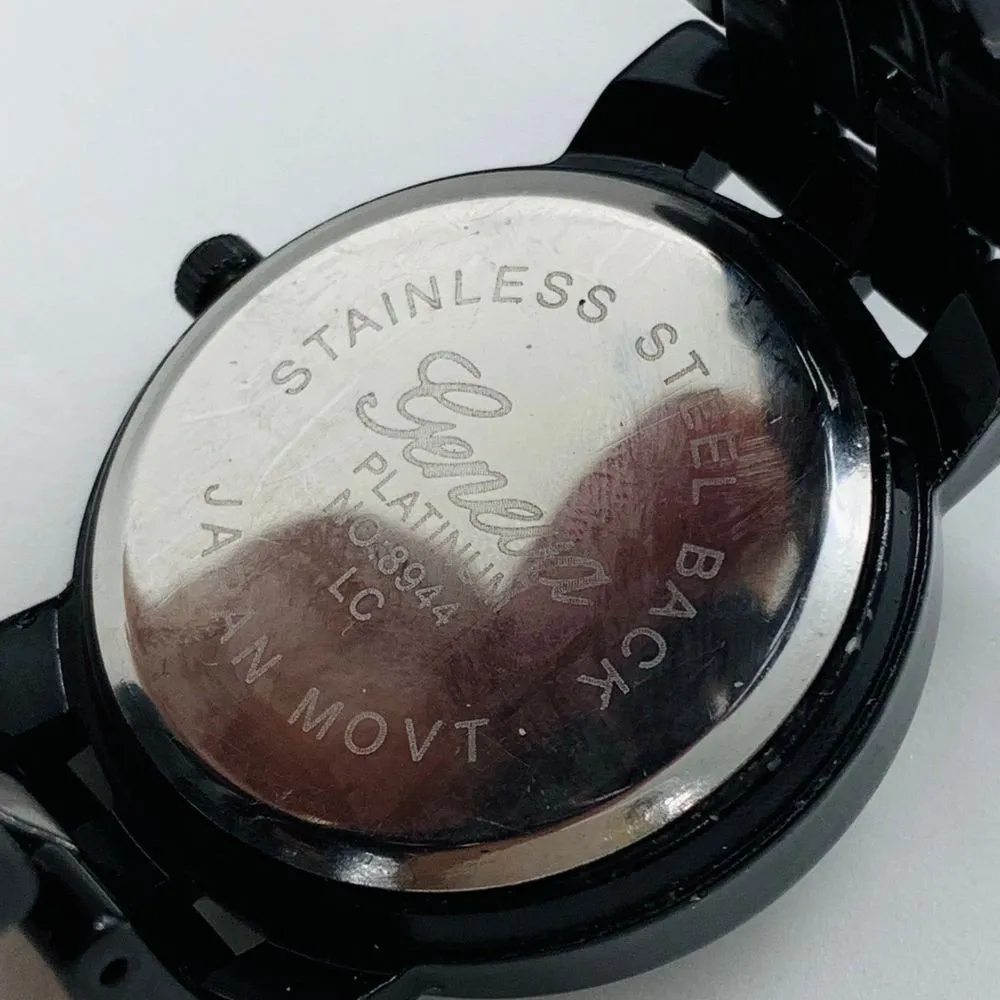 Geneva platinum ladies black toned Quartz watch 35mm 6.5” - Image 6