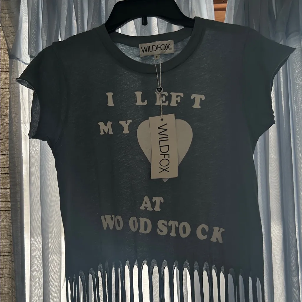 Wildfox Charcoal Fringe Woodstock Tee - Image 2