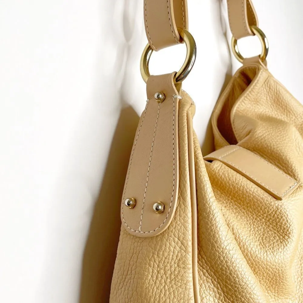 FURLA Genuine Leather Hobo Shoulder Bag Made in Italy in Light Tan - Image 8
