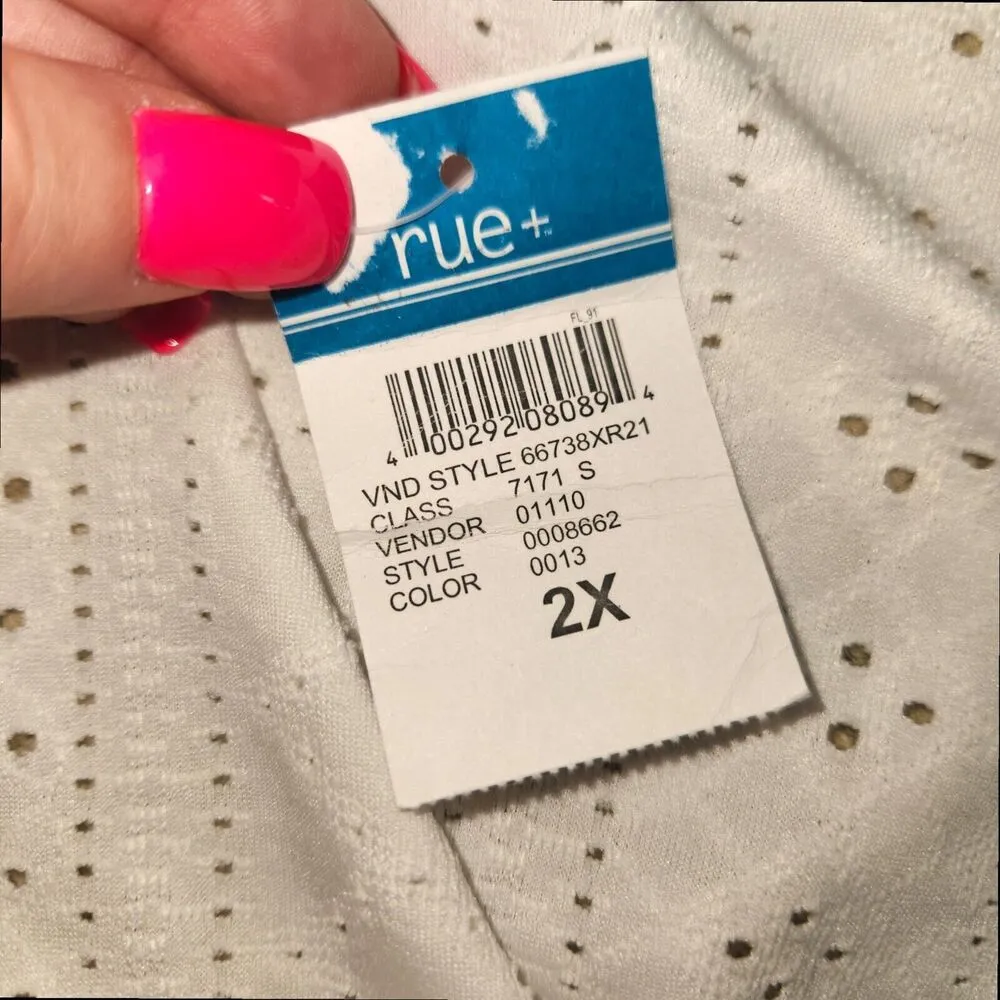 Rue21+ White Eyelet Spagetti Strap Bodysuit Womens 2X Snap Closure Lined NWT - Image 13