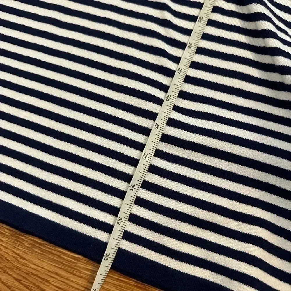 Sail to Sable STS Navy and White Striped Bell Sleeve Sweater Dress XS - Image 11