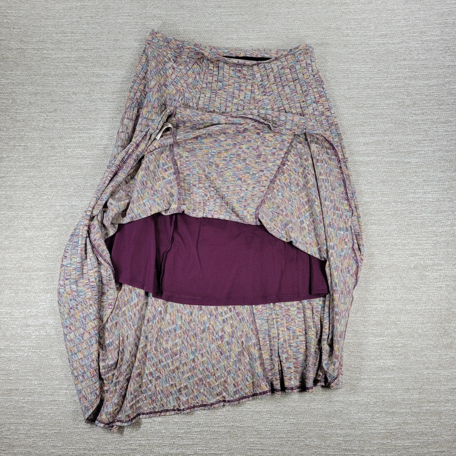 Vanessa Virginia Knit Skirt Large Asymmetrical Maxi Multicolor Textured Lined - Image 16